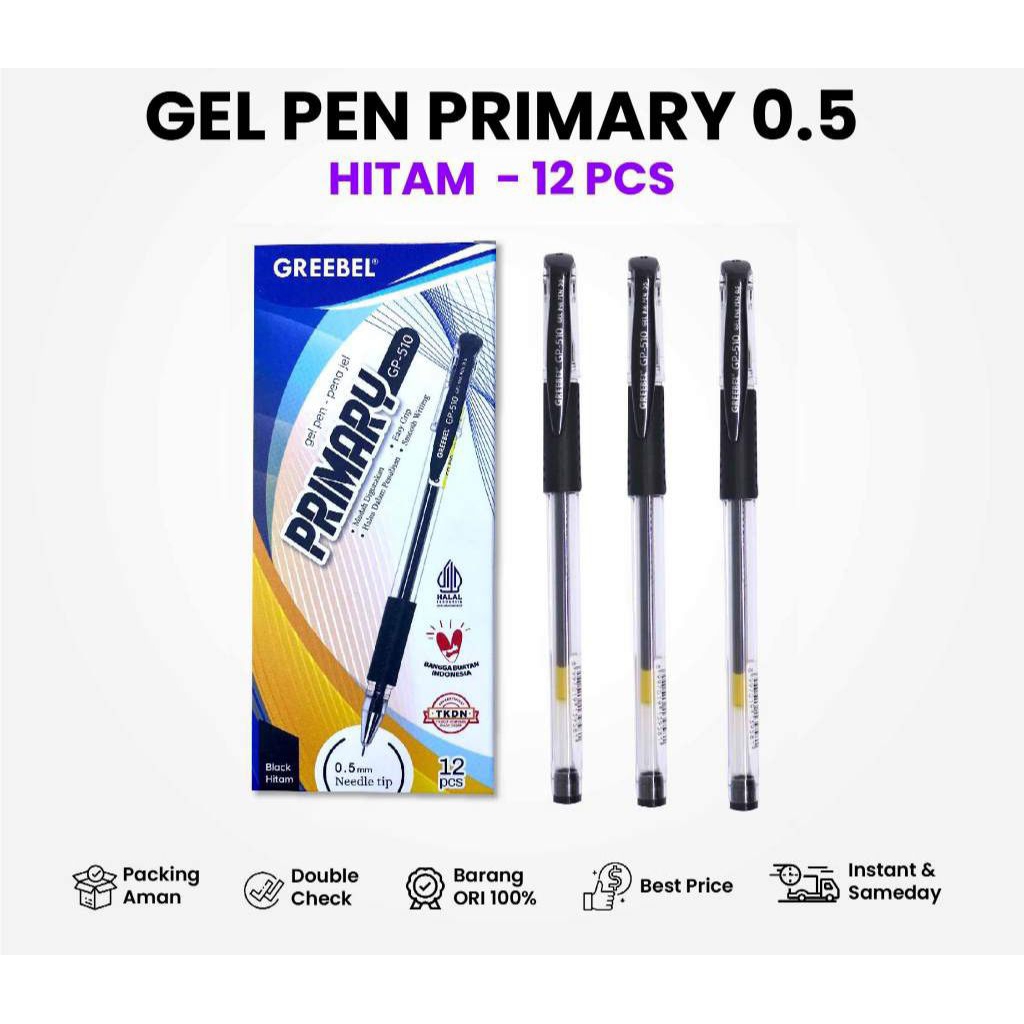 

Greebel Pulpen Gel / Gel Pen Primary GP-510 0.5 Hitam (12Pcs/ktk)