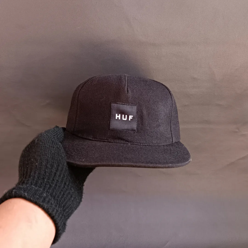 Topi Snapback Unisex Pria Wanita HUF Hitam USA Made