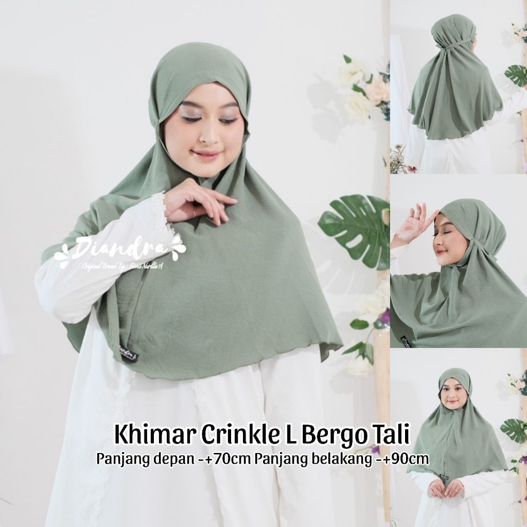 [Diandra Hijab]Jilbab Kerudung Khimar Jumbo Tali Size L Bergo Maryam Jumbo Crinkle Air Flow Hijab In