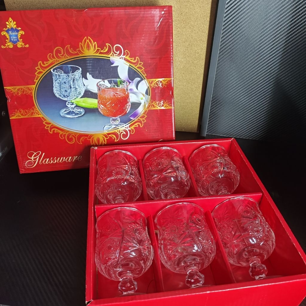 Glassware Gelas Kaca One Set 6 Pcs Style Bunga Matahari
