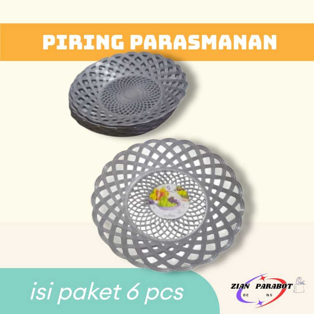 PIRING ROTAN SILVER ( ISI 6 PCS )  / PIRING MAKAN PRASMANAN PLASTIK
