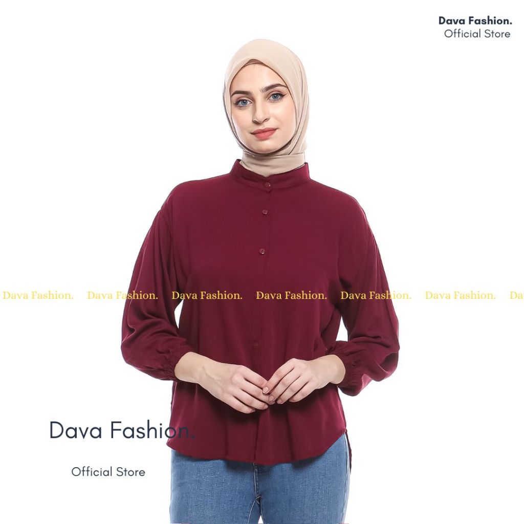 kemeja wanita rayon premium/kemeja rayon twill polos/atasan rayon twill kancing