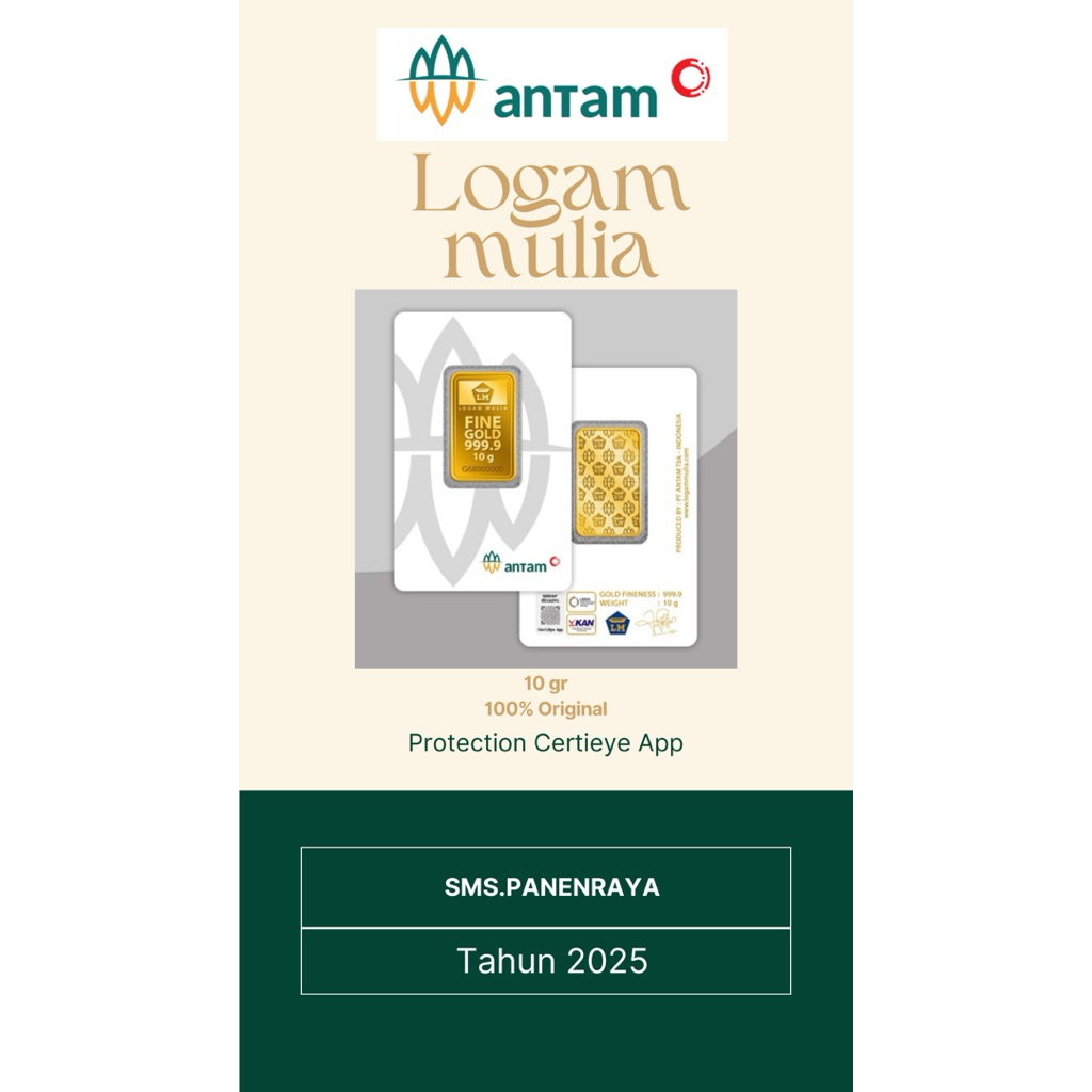 Logam Mulia Antam 10 gr 100% Original Emas Lantak Pabrikan Proteksi CertiEye