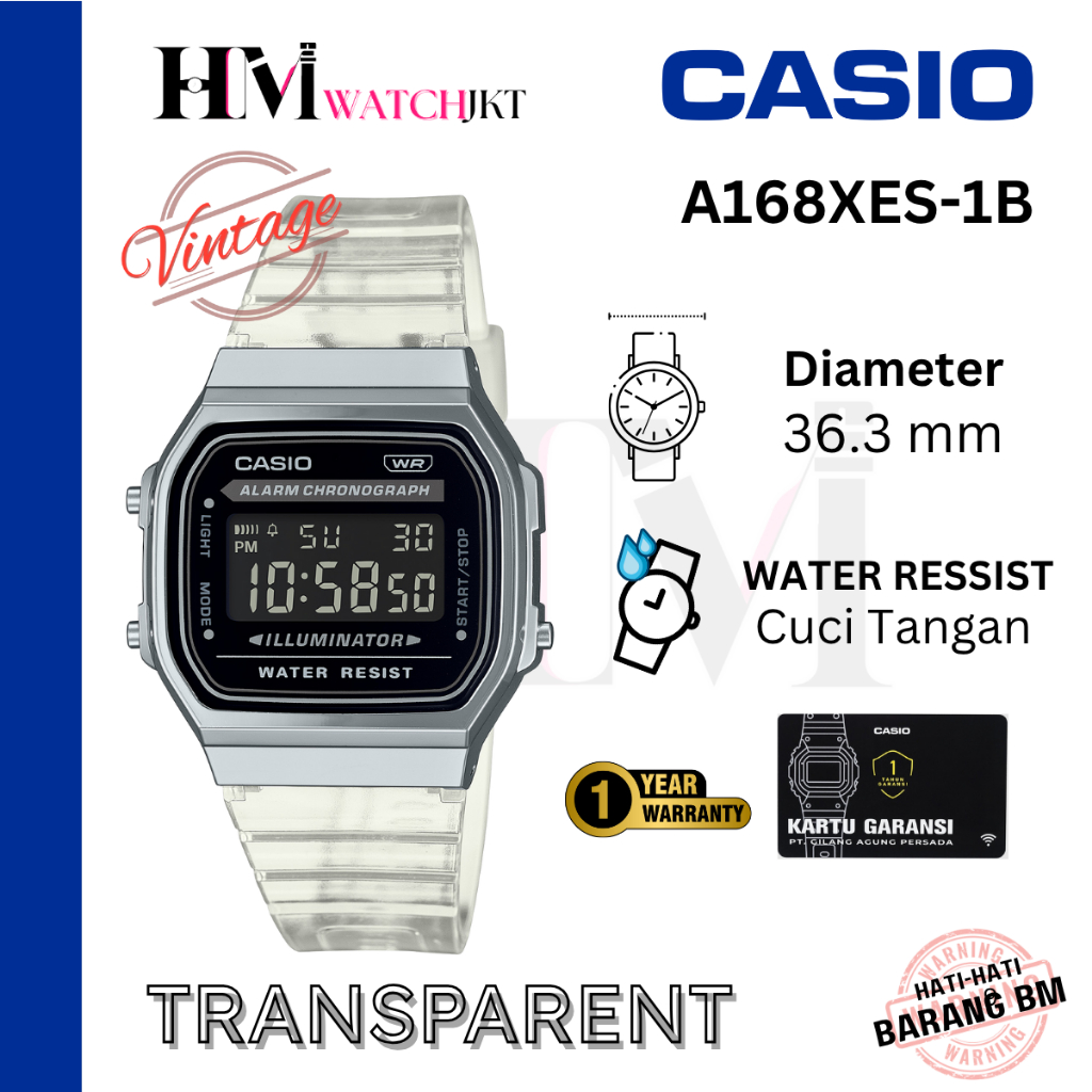 CASIO A168XES-1BDF Jam Tangan Unisex Original Digital Antiair A168XES-1B A168