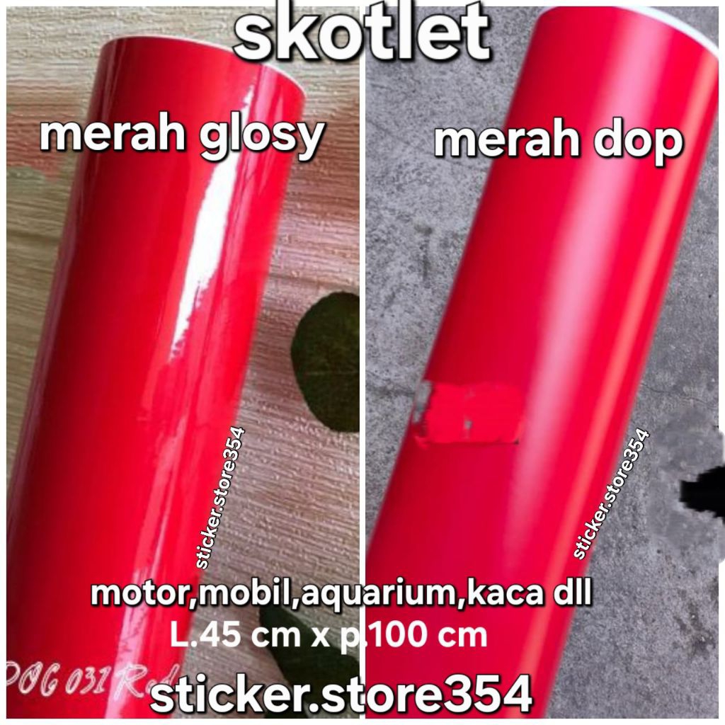 sticker skotlet merah glosyy/doff 1  meter,skotlet motor,skotlet aquarium,mobil ,prabotan ,kaca, mur