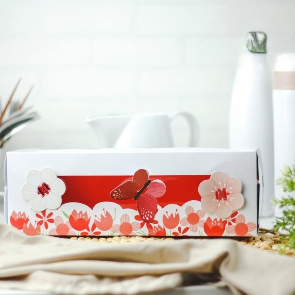 

BOX ROLL CAKE PASTEL - Dus kue bolu gulung box rollcake window dus kotak packaging kue bolgul 30x12x10 cm