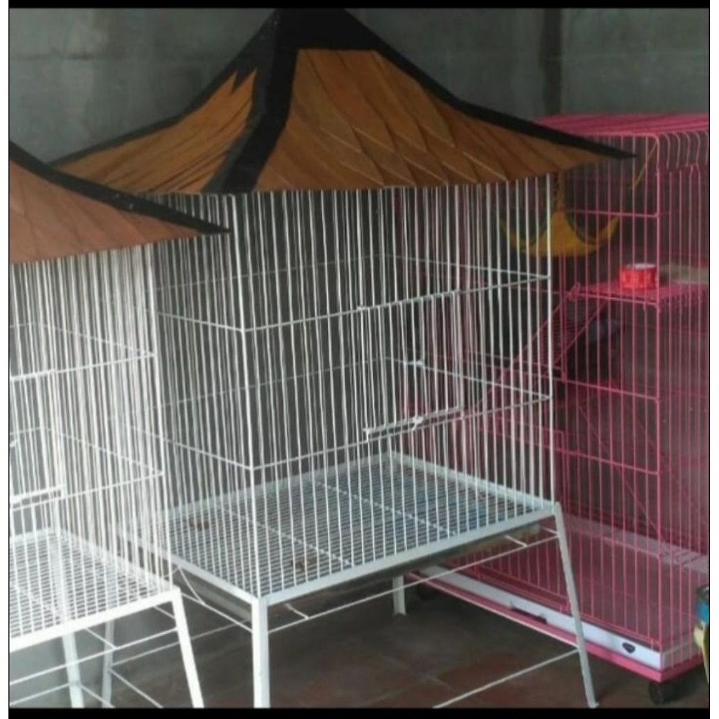 Kandang besi kotak pake kaki tutup atas sirap buat burung kakak tua P80cmxL60cmxT70cm