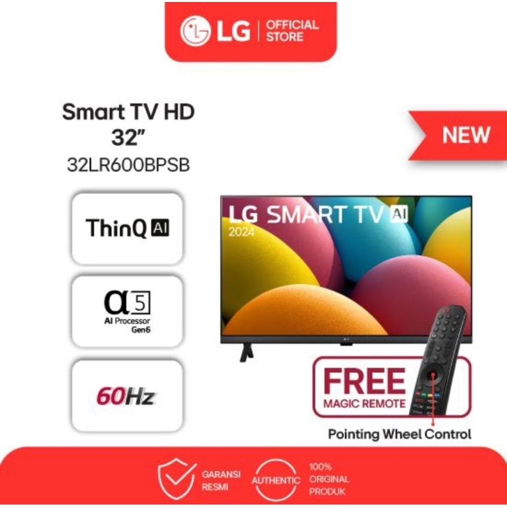 LG SMART TV HD 32INCH MAGIC REMOT 60HZ WebOz23 32LR600BPSB