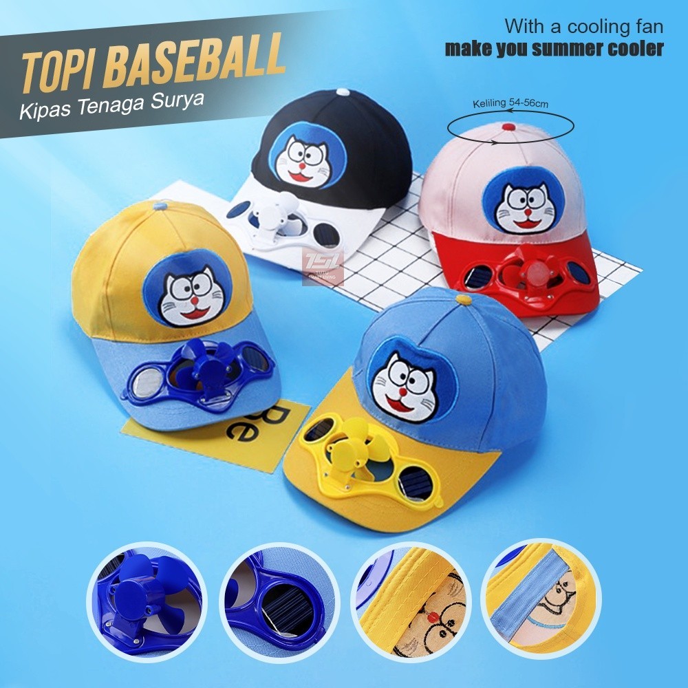 Topi Baseball Olahraga Outdoor / Sepeda / Memancing / Hiking Dengan Kipas Angin Tenaga Surya