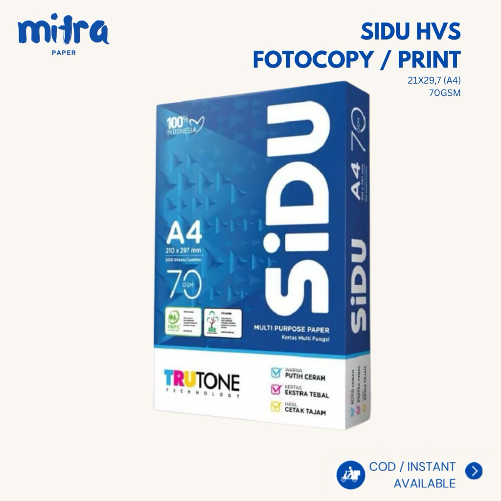 

SIDU Kertas A4 70 Gr Digital 1 Rim (500 lembar) Kertas HVS A4 Kertas Fotocopy