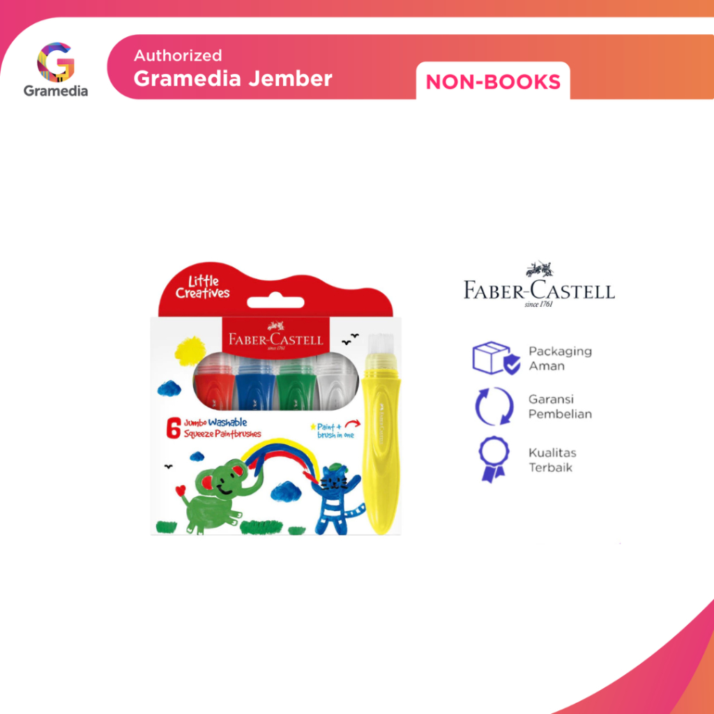 

Paket Kuas Cat Faber Castell Jumbo Washable Squeeze Paintbrush - Gramedia Jember