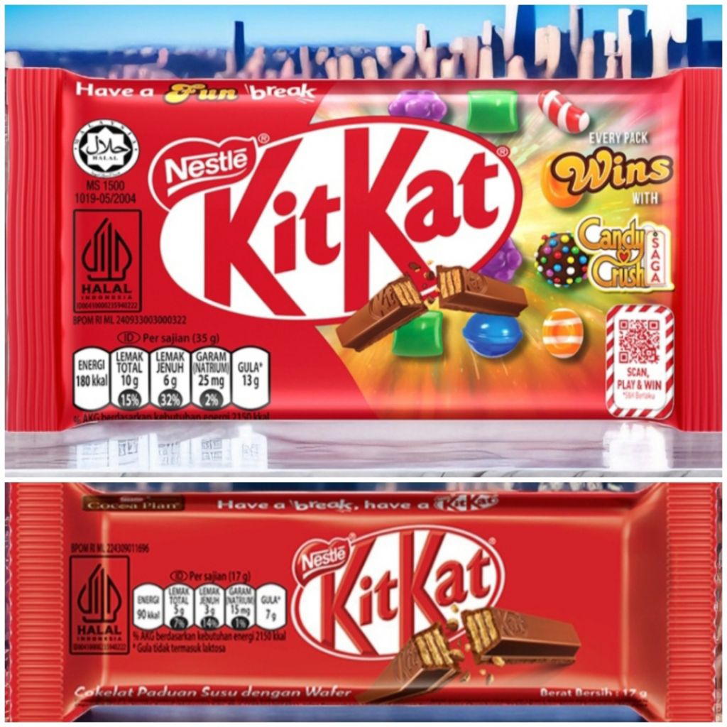 

KITKAT ORIGINAL CHOCOLATE 4F 35GR/KITKAT ORIGINAL CHOCOLATE 2F 17GR/ KIT KAT COKLAT