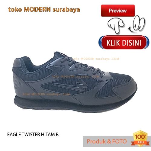 SIZE JUMBO Sepatu sekolah sepatu sneakers pria tali EAGLE TWISTER HITAM