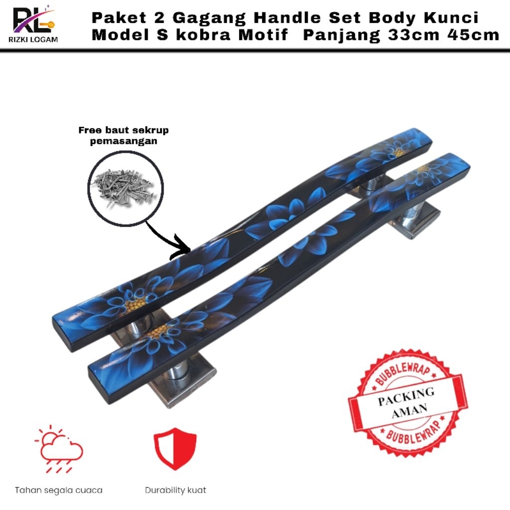 gagang handle pintu rumah minimalis 33cm 45cm S kobra handle pintu kupu tarung