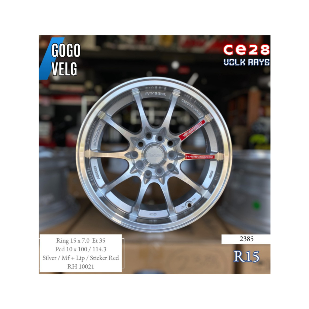 Velg Mobil R15 Rays CE28 PCD 10X100/114,3 Lebar 7 ET35 Silver Ring 15 Innova Sienta Luxio CRV Ertiga