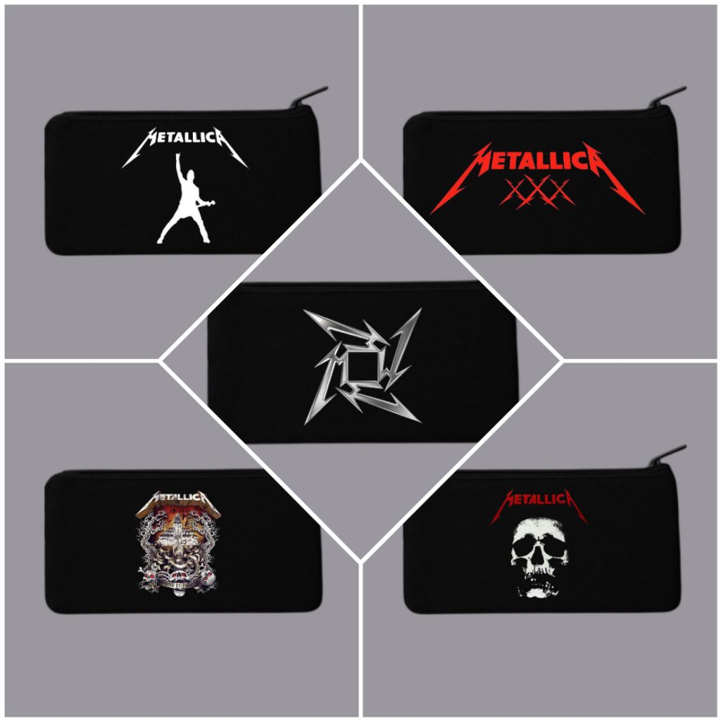 

Tempat pensil grup musik metallica/Tempat alat tulis/Pouch/Tempat kosmetik/Tempat kartu/Tempat hp/Tepak kanvas