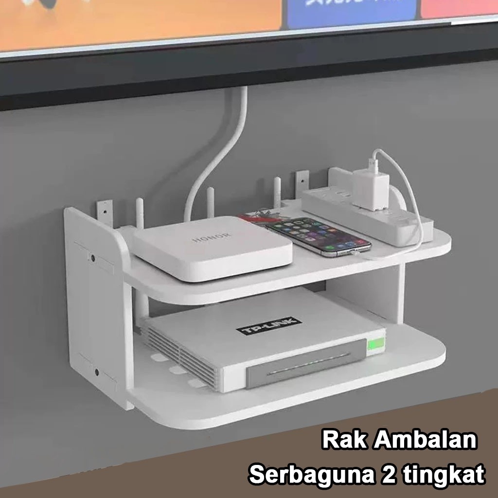 Rak Dinding Speaker Wifi Router Minimalis Rak Gantung Bahan PVC Rak Vintage Premium