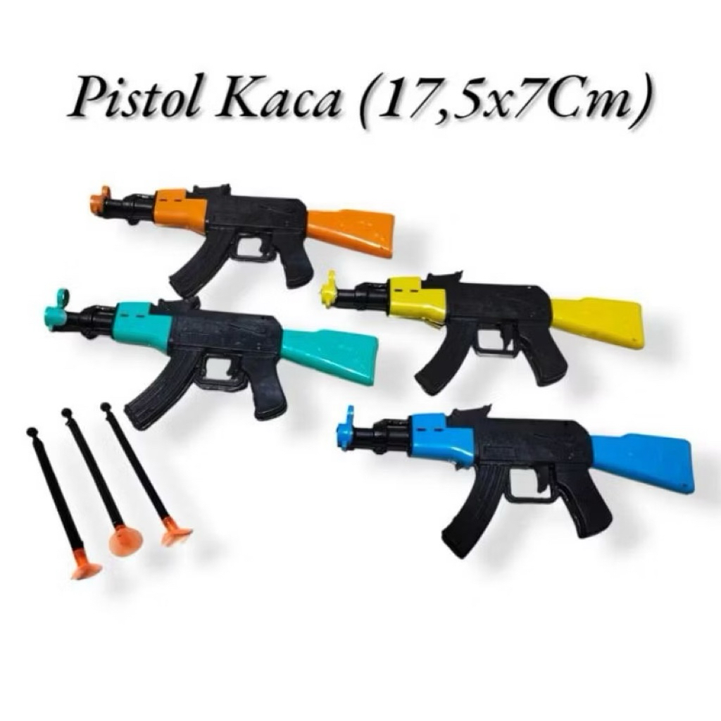 Mainan pistol AK47 17cm isi 2 peluru