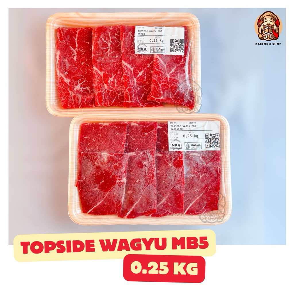 

Frozen Beef TOPSIDE WAGYU MB5 shabu & yakiniku cut 250gr & 500gr