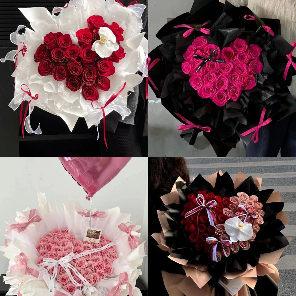 

【 Jual Murah 】Mawar Box Hift Bentuk hati Pola Rangka Buket Round Bouquet