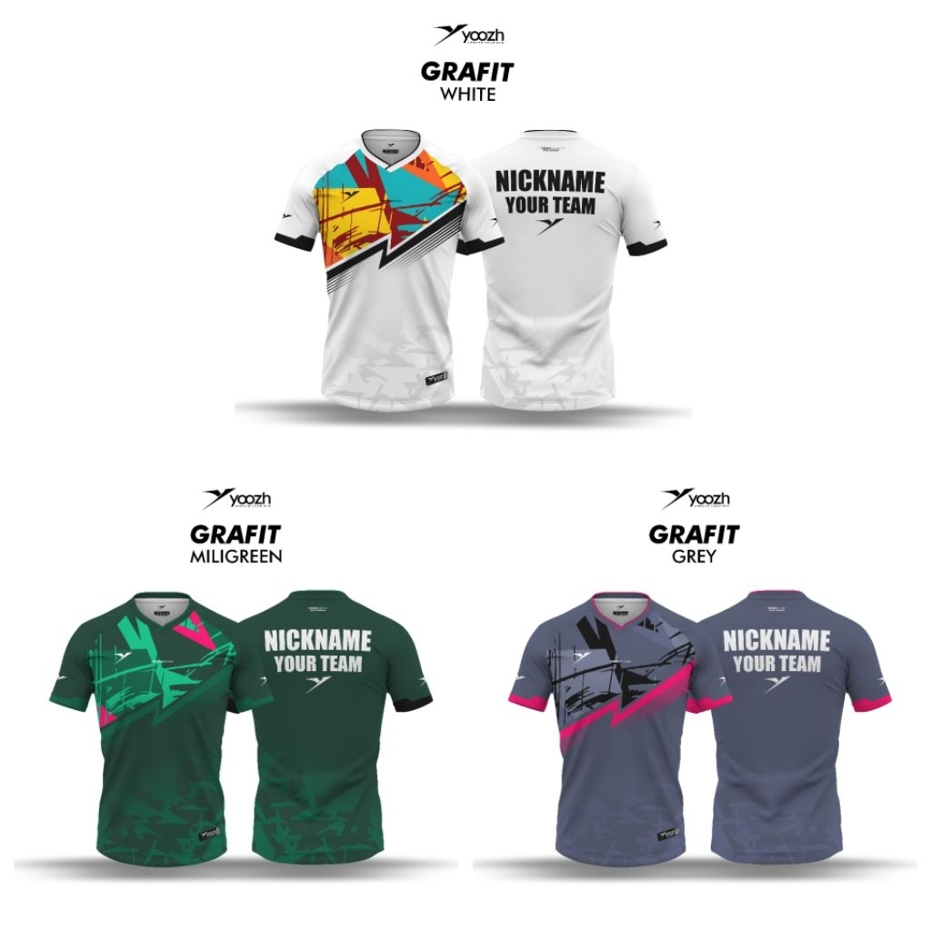 Jersey Olahraga Yoozh -GRAFIT- Baju Badminton / Futsal /Sepak Bola