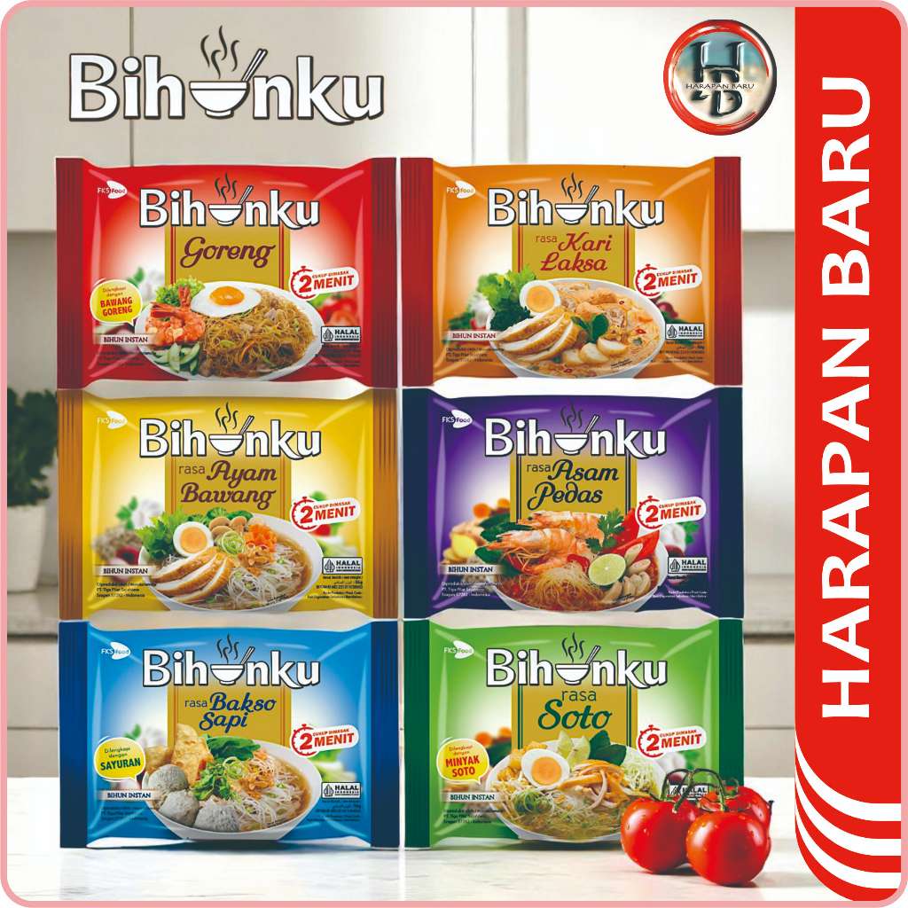 

BIHUNKU Bihun Instan Aneka Rasa - Kari Laksa Goreng Soto Ayam Bawang Asam Pedas