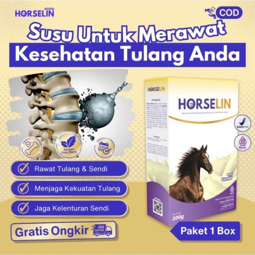 

Horselin susu kuda liar Sumbawa untuk kesehatan tulang kemasan 200 gram
