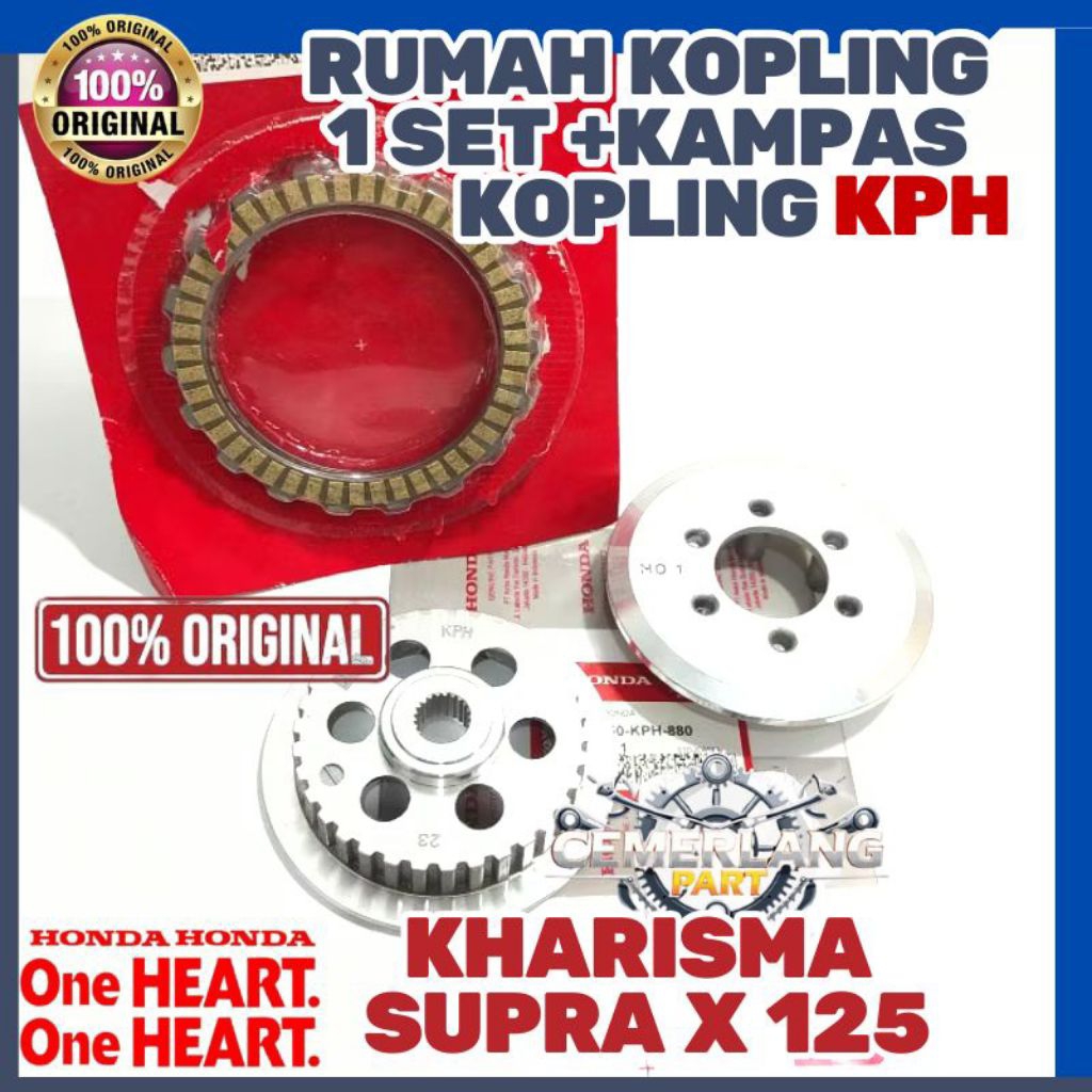 Rumah kopling 1 set plus  kampas Kopling 1 set Honda KPH KHARISMA, SUPRA X 125 AHM