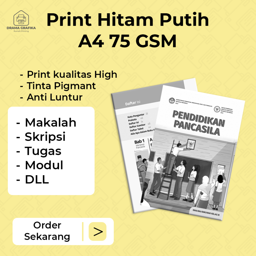 

PRINT/CETAK HITAM PUTIH A4 75 GSM 2 SISI TERMURAH SKRIPSI, MAKALAH, PROPOSAL, TESIS -CIGANJUR JAKSEL
