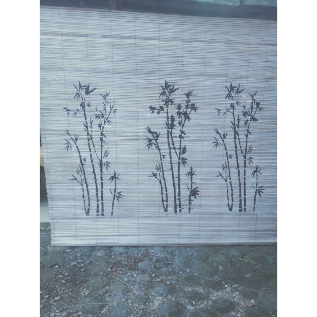 krey tirai bambu gulung, motif lukis bambu, krey murah