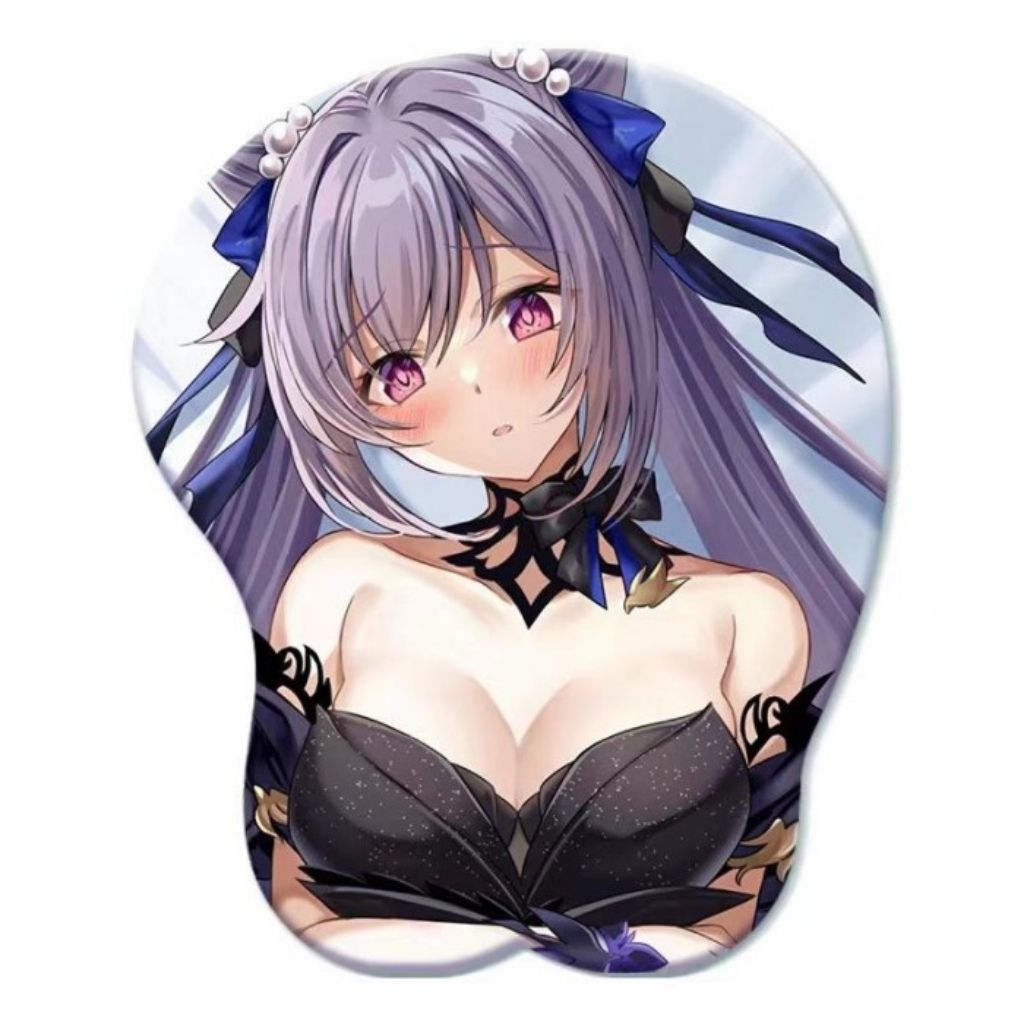 Mousepad Keqing Girl Sexy Genshin Impact Tatakan Mouse Cewe Seksi Pad Bantalan Big Oppai Wrist Boob 