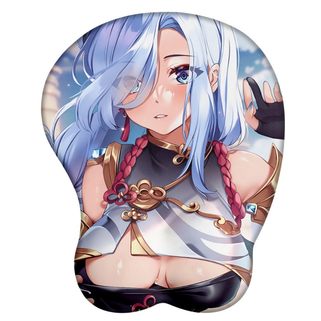 3D Mousepad Shenhe Cat Girl Sexy Genshin Impact Tatakan Silicone Bra Mouse Pad Cewe Seksi Bantalan B