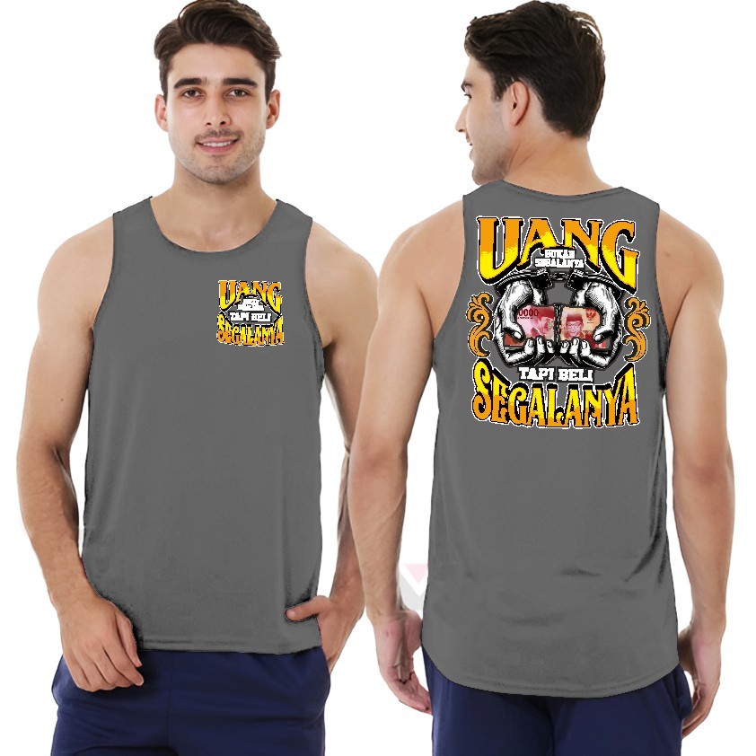 T-shirt Distro Baju SINGLET Distro Pria Keren / Kaos Distro Pria Singlet sablon Uang bukan segalanya