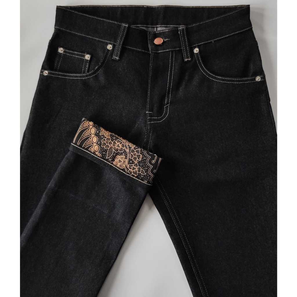 DRIPSTONE denim, celana denim black indigo raw selvedge