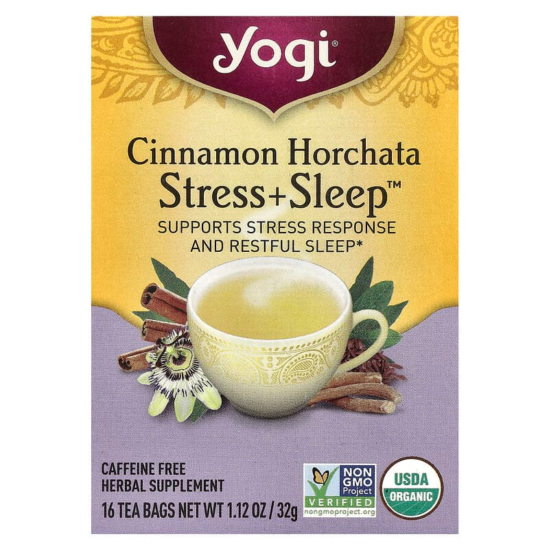 

Yogi Tea, Stress + Sleep, Cinnamon Horchata, Caffeine Free, 16 Tea Bags, 1.12 oz (32 g)