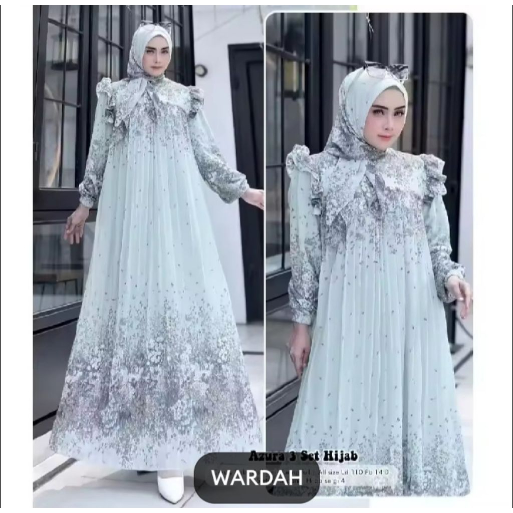 Hot Deals Promo Azzura Dress Baju Gamis Wanita Gamis Ceruty Baby Doll Printing Fashion Muslim Wanita