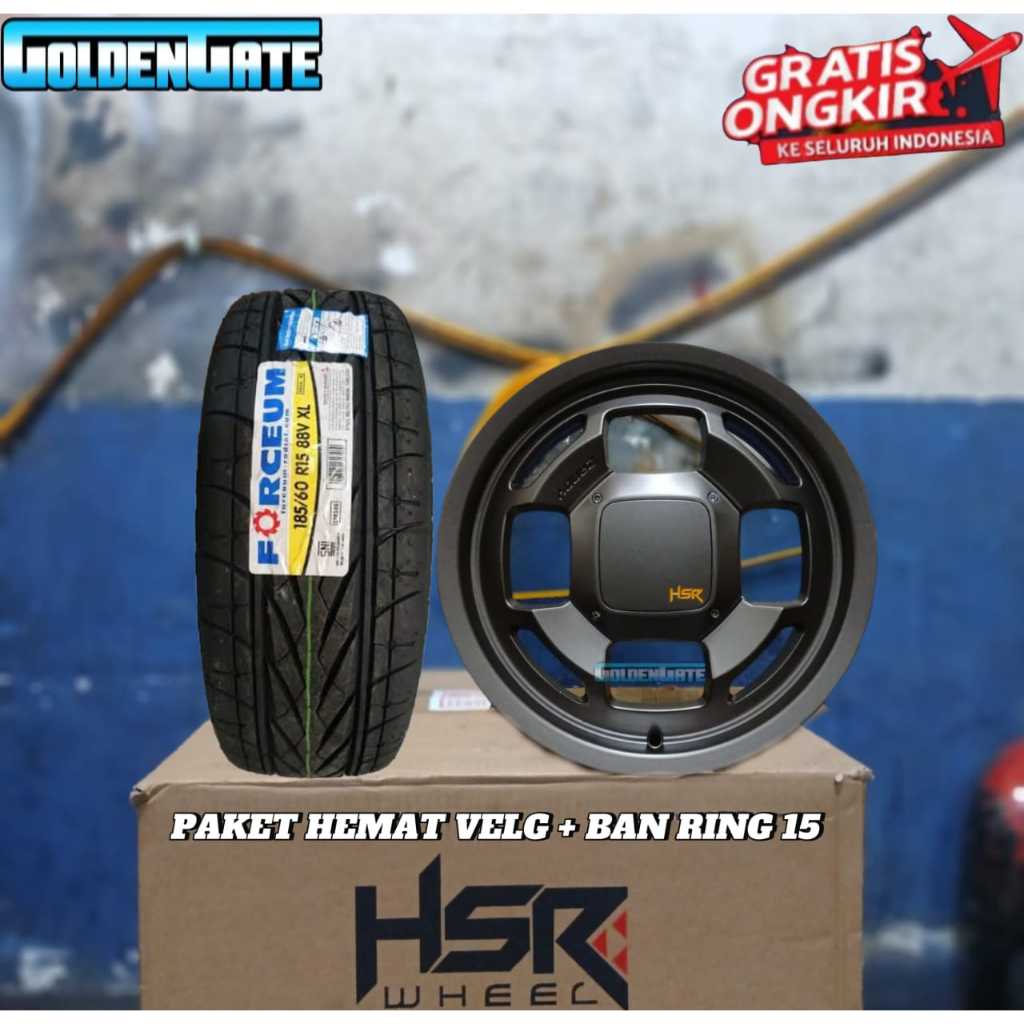 Paket velg ban ring 15 hsr zandy untuk yaris jazz march ignis + ban 185 60 r15 forceum rata body