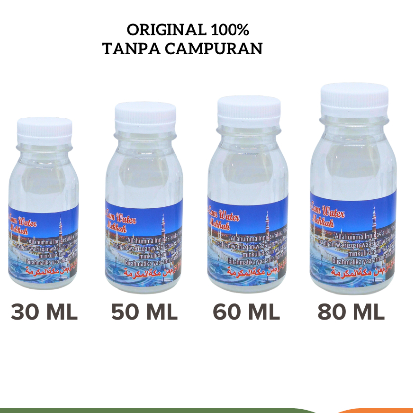 

New Paket (100pcs) Air Zam Zam Asli Kemasan 30ml, 50ml, 60ml, 80ml // Air Zam Zam 100% Murni
