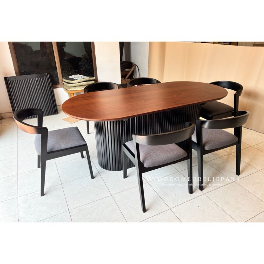 set meja makan kursi 6 kayu jati meja makan kayu jati