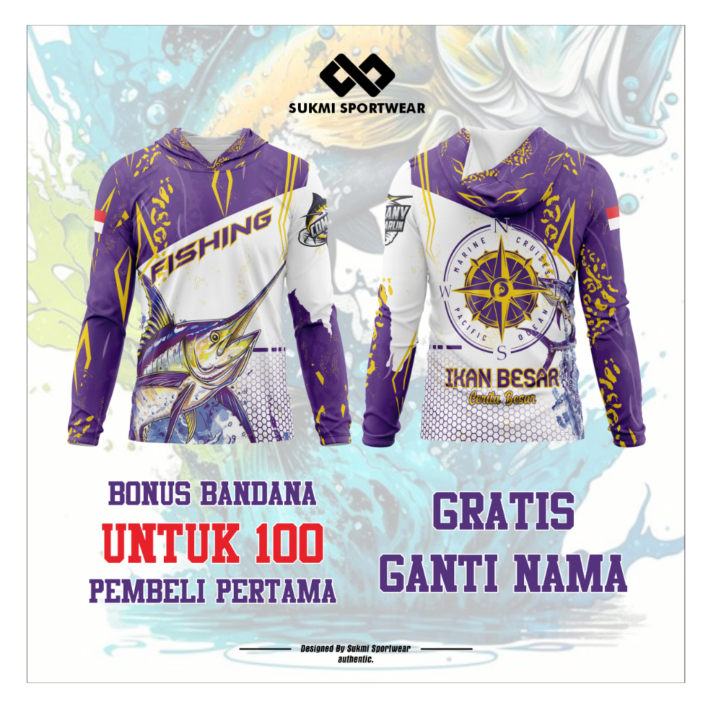 JERSEY MANCING BAJU MANCING LENGAN PANJANG KAOS MANCING LENGAN PANJANG BISA CUSTOM NAMA SUKMI 007