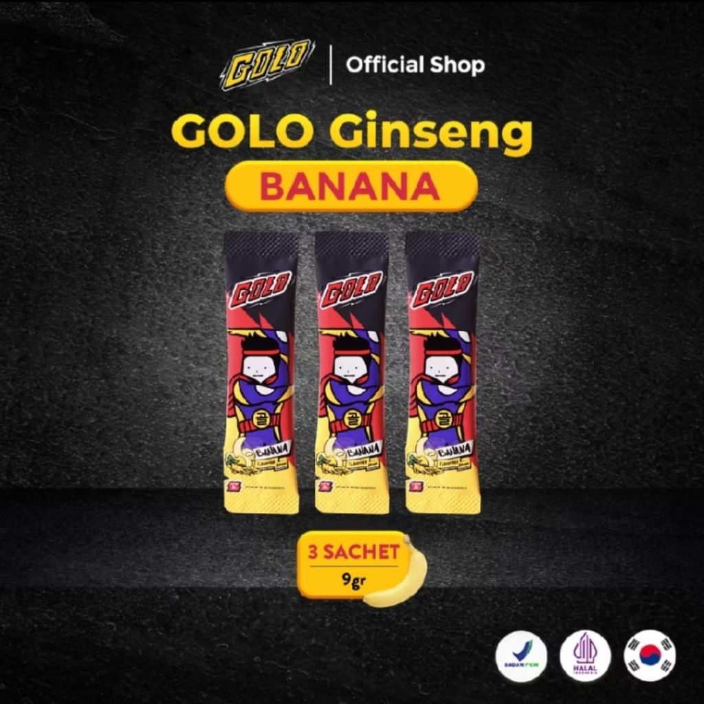 GOLO Ginseng Botanical Banana 3 Sachet Bpom Halal