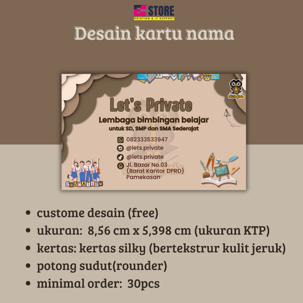 

Cetak kartu nama 1 sisi free design