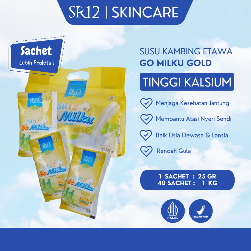 

SR12 Gomilku Gold Sachet Pack 1 Kg Isi 40 Sachet Ekstrak Bawang Putih Untuk Tulang BPOM