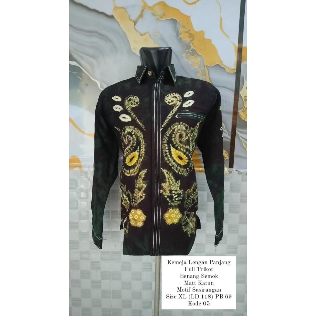 Kemeja Pria Lengan Panjang Trikot Semok Motif Sasirangan