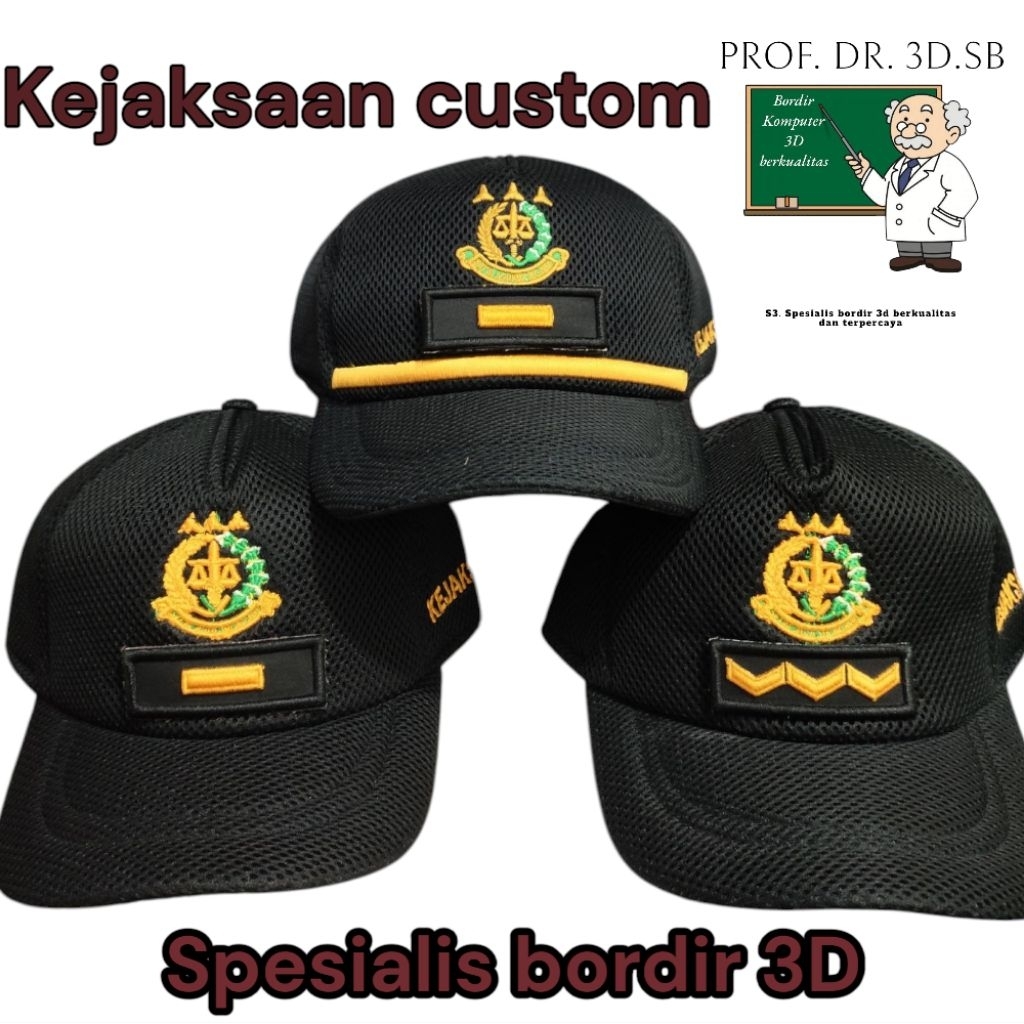 Topi Kejaksaan Lapangan jaksa 3D Timbul Custom golongan