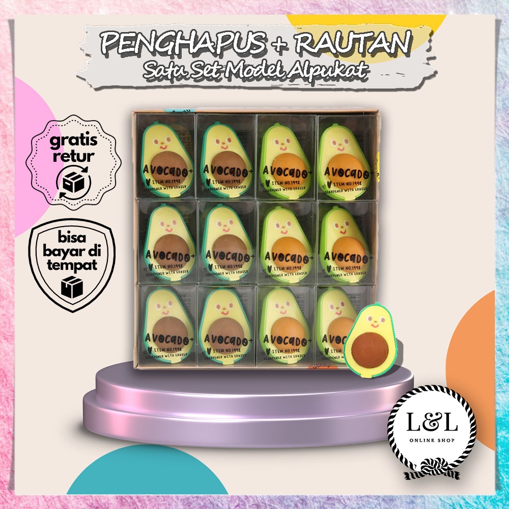 

Set Penghapus Dan Rautan 2 in 1 Bentuk Alpukat Avocado Eraser Sharpener Set Alat Tulis Estetik Dan Lucu Multifungsi