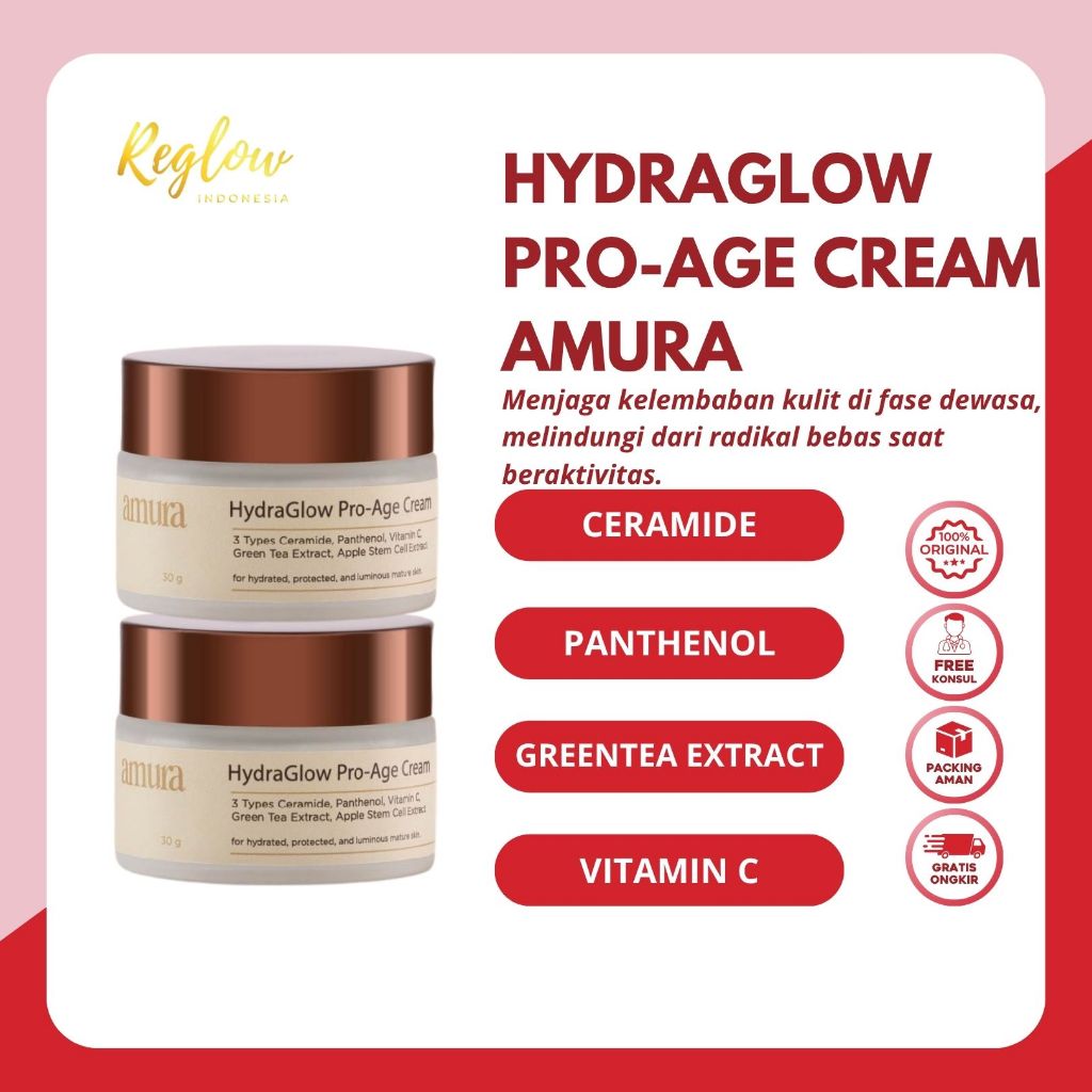 Amura HydraGlow Pro-Age Cream 30g | 3X Ceramide Serta Memperkuat Skin Barrier