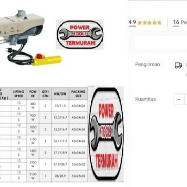 

Electric Hoist PA 1000 Katrol Elektrik Seling Listrik Lift Sling PA100