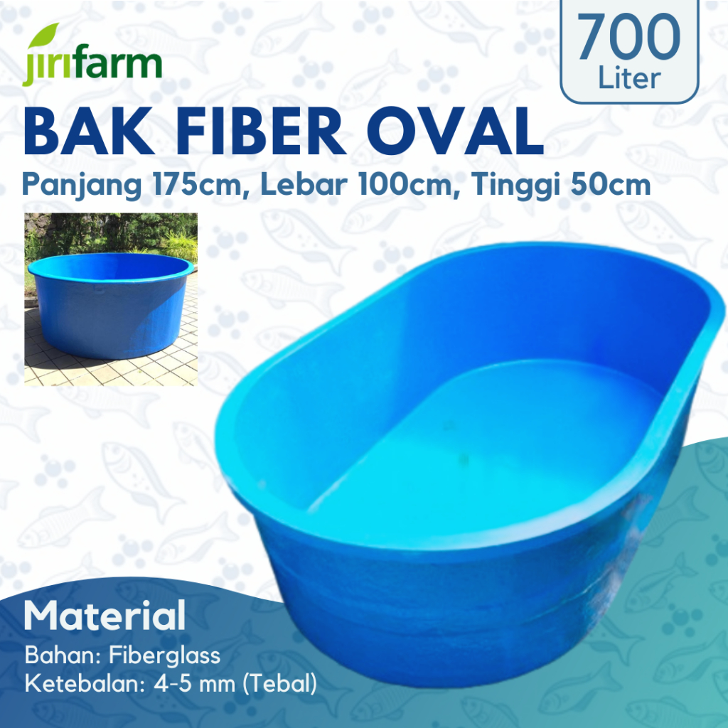 JIRIFARM - Bak Kolam Ikan Fiber Oval 175 X 100 X 50 Cm 700L Liter Koi Tebal