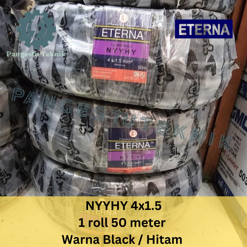 Kabel listrik serabut NYYHY 4x1.5 Eterna 4 x 1.5 mm 50meter Hitam Black